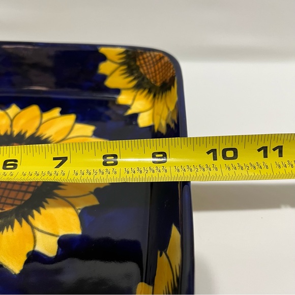 Talavera Pottery Cobalt Sunflower 9x9 Baking Dish Mexico - Picture 4 of 10